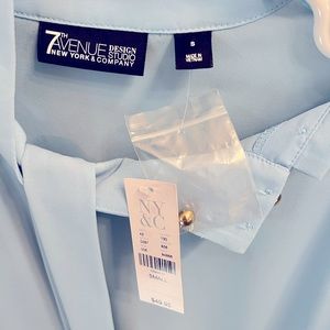 Long sleeve, tie neck - Size Small - light blue - brand new with tags